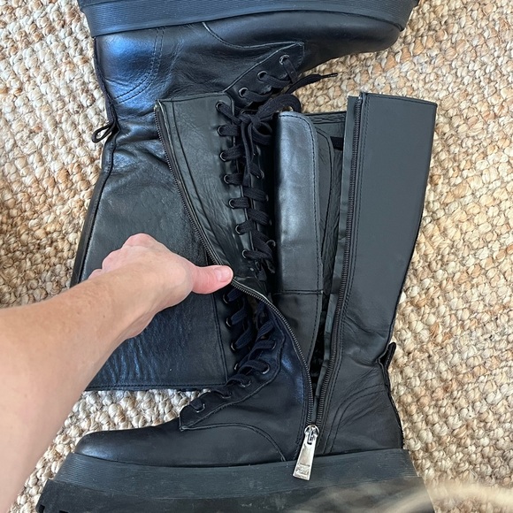 Zara Zip up genuine leather platform combat boots - Picture 9 of 9